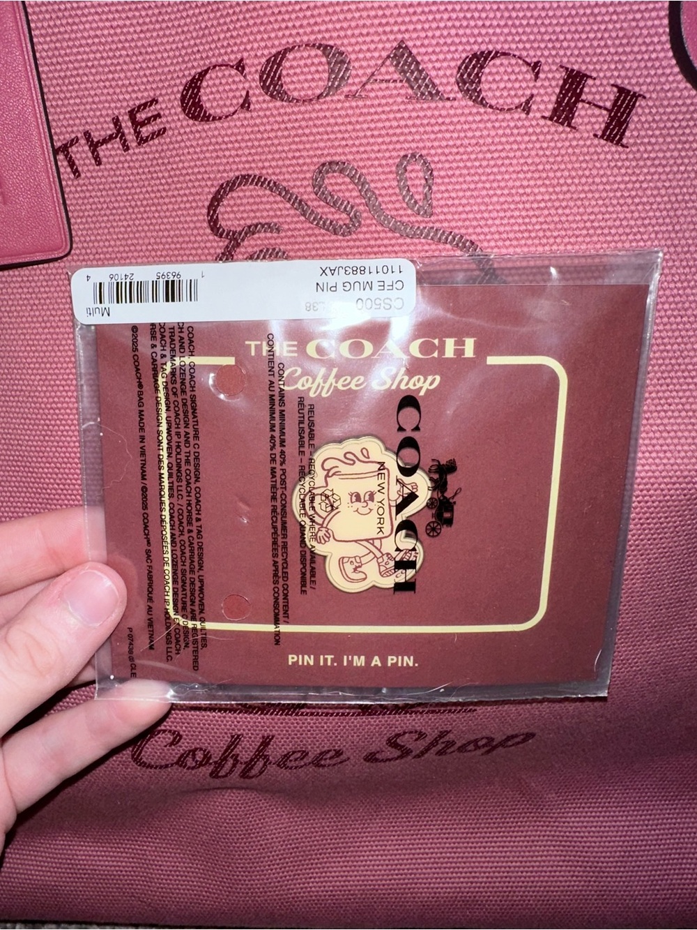 Coach Pink 'Coffee Shop' Tote with Matching Wristlet and Pouch - Picture 12 of 15